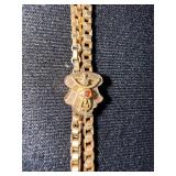 Antique Gold-Filled Double Albert Watch Chain with Ornate Fob