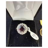 Set of 2 Garnet Rings with Silver and Gold Tone Settings