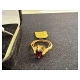 Set of 2 Garnet Rings with Silver and Gold Tone Settings