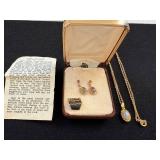 Vintage Idaho Opal Jewelry Set with Earrings, Pendant, and Chain in Gold-Filled Setting
