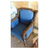 Vintage Fabric Chair and Wooden Rocker