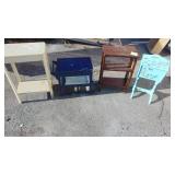 Sewing Cabinet, Bookcase, Childs Rolling Cart and Painted Table