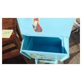 Sewing Cabinet, Bookcase, Childs Rolling Cart and Painted Table
