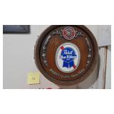 PBR Plastic 1/2 Barrel Sign, 15" Rd
