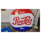 Large Repro Pepsi Cola Button Sign, 28" Rd