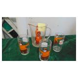 A&W Pitcher and 3 Glasses