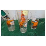 A&W Pitcher and 3 Glasses