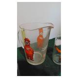 A&W Pitcher and 3 Glasses
