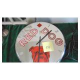 Red Dog Electric Clock, 17" Rd