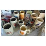 9- Beer Steins, Mostly from Germany