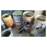 9- Beer Steins, Mostly from Germany