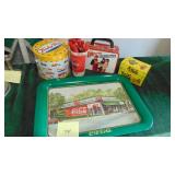 Various Tins and Coke Tray