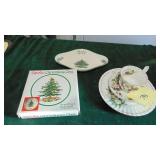 Christmas Lot, 3Pc C&S&Plate and 2 Spode Pcs