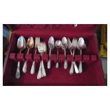 Rodger Bros "Aderation" Silverplate Silverware, 8 Place Setting with Serving Pcs