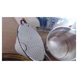 Selection of Vintage Jars, Enamel Strainer and Stock Pot