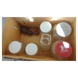 Selection of Vintage Jars, Enamel Strainer and Stock Pot