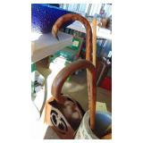 Ceramic Umbrella Stand, Canes, Yardsticks, Sewing Box and Magazine Rack