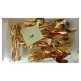 Set of Gold Colored Stainless Silverware Set, Approx 98Pcs