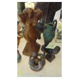Wooden Lady, Bird and Misc Decor