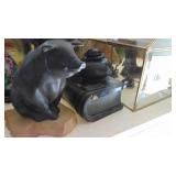 Brass and Glass Display House, Metal Dargons, Metal and Marble Bust, Pig Figure and Marble Trinket Box