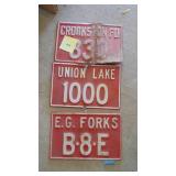 3-Vintage Metal Fire Number Signs