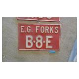 3-Vintage Metal Fire Number Signs