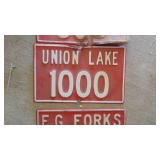 3-Vintage Metal Fire Number Signs