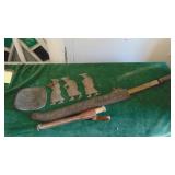 Wood Souvenir Tourist Items, Knife and Pottery Dish