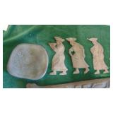 Wood Souvenir Tourist Items, Knife and Pottery Dish