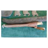 Wood Souvenir Tourist Items, Knife and Pottery Dish