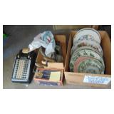 Vintage Adding Machine, Meat Grinders and Box of State Plates