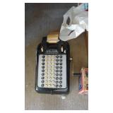 Vintage Adding Machine, Meat Grinders and Box of State Plates