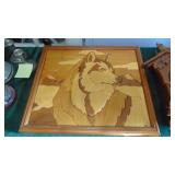 Battery Operated Wolf Clock and Wood Crafted Wall Hanging