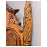 Solid Walnut Antique Hand Carved Bed Frame with Custom Mattress and Boxspring