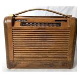 Antique Philco Model 46-350 AM Vacuum Tube Radio Wooden Roll Top Case