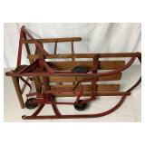 Antique Steel Runer Sled with Drop Down Wheels and Adjustable Push Handle from K Baby