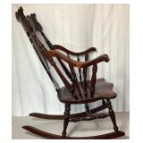Stickley and Brandt Ornate Victorian-era Hand Carved Rocking Armchair - circa 1900