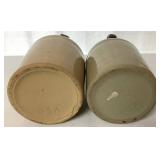 Collection of Single Handle Whiskey Jugs, Pair of Crock Jugs and Pickling Crock