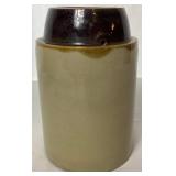 Collection of Single Handle Whiskey Jugs, Pair of Crock Jugs and Pickling Crock