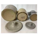 Vintage Kaukauna Cheese Stoneware Crocks and Daniel Boone Whiskey Pioneer Jug