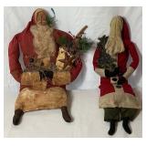 Vintage Santa Collection - Wood Santa Cutout, Vintage Wooden Santa Holder and Santa Sitters