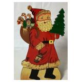 Vintage Santa Collection - Wood Santa Cutout, Vintage Wooden Santa Holder and Santa Sitters