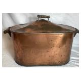 Vintage Copper Boiler with Lid and Wood Handle