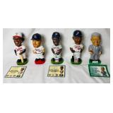 Set of 5 Minnesota Twins 2001 Bobbleheads - Bert Blyleven, Rod Carew, Kirby Puckett, Dave Winfield, and Sid Hartman