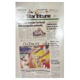 2003 Minnesota Twins Bobbleheads - Corey Koskie, Torii Hunter, Eddie Guardado and Wally the Beer Man and Sept 24, 2003 Star Tribune Front Page Copy