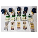 2005 & 2006 MN Twins Bobbleheads - 2005 Johan Santana, 2005 Joe Nathan, 2006 Billy Martin, 2006 Brad Radke and 2006 Jack Morris