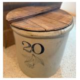 Red Wing Union Stoneware 20 Gallon Crock with Wood Top