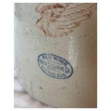Vintage Red Wing 5 Gallon Union Stoneware Crock with Bale Handles and Wooden Lid