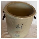 Vintage Red Wing 5 Gallon Union Stoneware Crock with Bale Handles and Wooden Lid