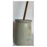 Antique Red Wing Union 2 gallon Stoneware Butter Churn with Lid and Wooden Dasher